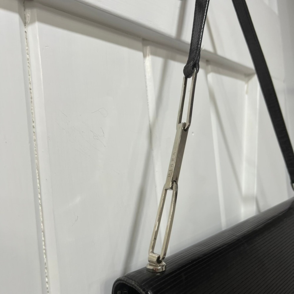 PIBRA Leather Shoulder Purse Square Structure Black Leather Italy - Picture 12 of 16